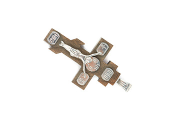 Image showing silver and wooden cross