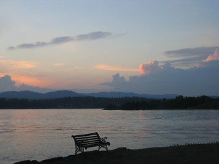 Image showing Bench in the sunset
