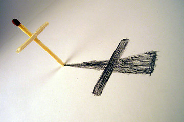 Image showing cross and drawn shade