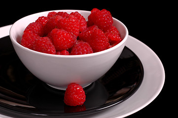 Image showing Bowl of raspberries