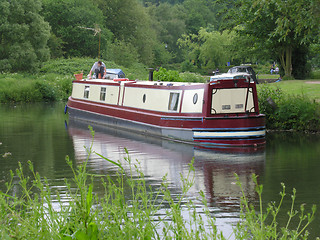 Image showing Barge on canal