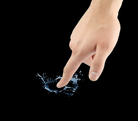 Image showing Hand making a splash