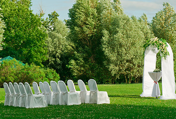 Image showing Outdoors wedding ceremony