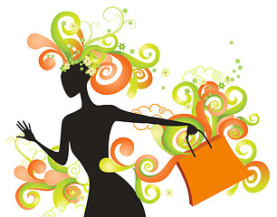 Image showing Whimsical shopping girl