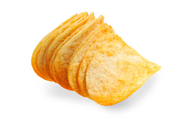 Image showing Handful of potato chips