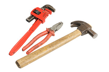 Image showing Hammer, wrench, pliers