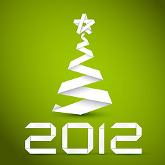 Image showing Simple vector christmas tree made from white paper stripe