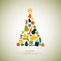 Image showing Vintage Vector christmas tree