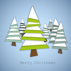 Image showing Simple vector christmas trees made from green and white paper