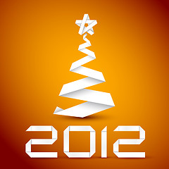 Image showing Simple vector christmas tree made from white paper stripe