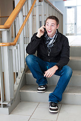 Image showing Cool Guy Talks on His Cell Phone