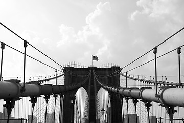 Image showing NYC Brooklyn Bridge Gate and Wires