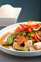 Image showing Thai Food Stir Fry with Jasmine Rice