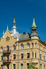 Image showing Old, yellow apartment building