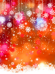 Image showing Abstract orange winter with snowflakes. EPS 8