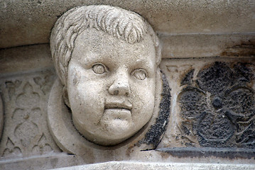 Image showing Head, Antique bas-relief architectural detail of the St. James Cathedral, Sibenik, Croatia