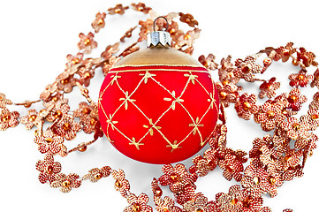 Image showing Christmas red ball with beads