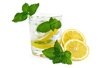 Image showing Ice water, mint and lemon