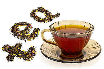 Image showing Mixture of dry tea from a cup