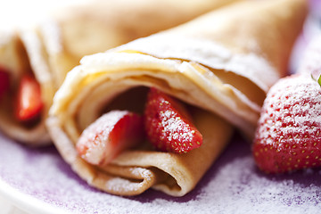 Image showing crepes with strawberries