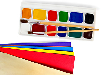 Image showing Paint with colored paper