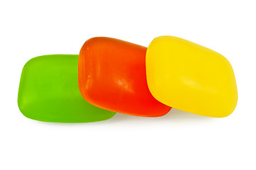 Image showing Three pieces of colored soap