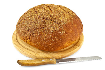 Image showing White bread with a knife