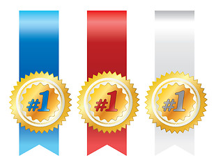 Image showing Gold awards with ribbons