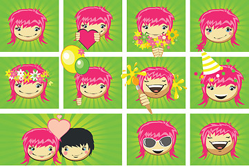 Image showing Expressions of girls's face