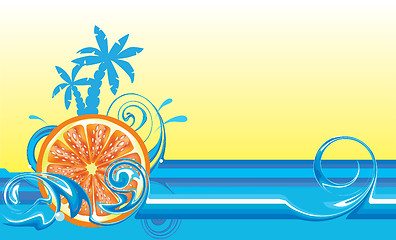 Image showing Swirling wave design with orange