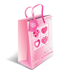 Image showing Paper shopping bag with hearts