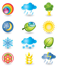 Image showing Set of icons. Nature and weather