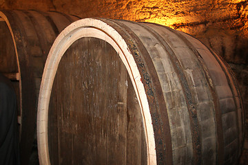 Image showing The old wine cask in the cellar