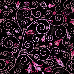 Image showing Black floral seamless pattern