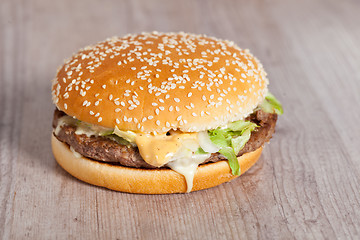 Image showing Fat hamburger sandwich