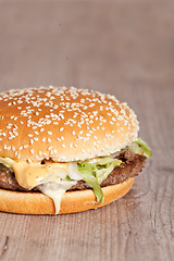 Image showing Fat hamburger sandwich