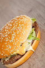 Image showing Fat hamburger sandwich