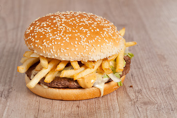 Image showing Fat hamburger sandwich