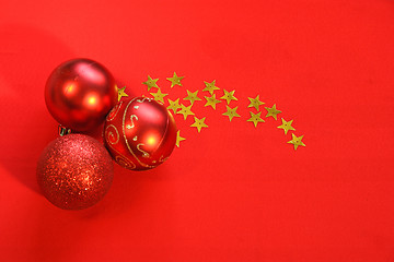 Image showing red christmas  background with bolls