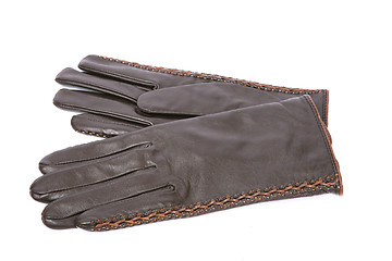 Image showing soft leather brown gloves isolated on white 