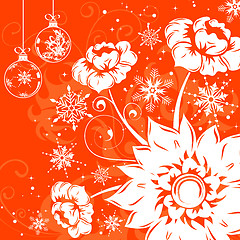Image showing Floral background with snowflake