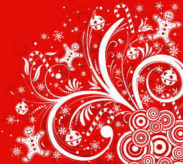 Image showing Floral background with snowflake