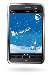 Image showing Smartphone with Christmas background
