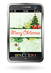 Image showing Smartphone with Christmas background