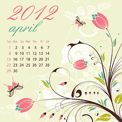 Image showing Calendar for 2012 April
