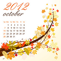 Image showing Calendar for 2012 October