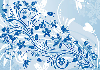 Image showing Floral background with snowflake