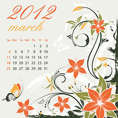 Image showing Calendar for 2012 March