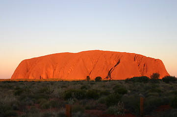 Image showing ayers rock at sunset