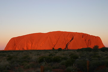 Image showing ayers rock at sunset